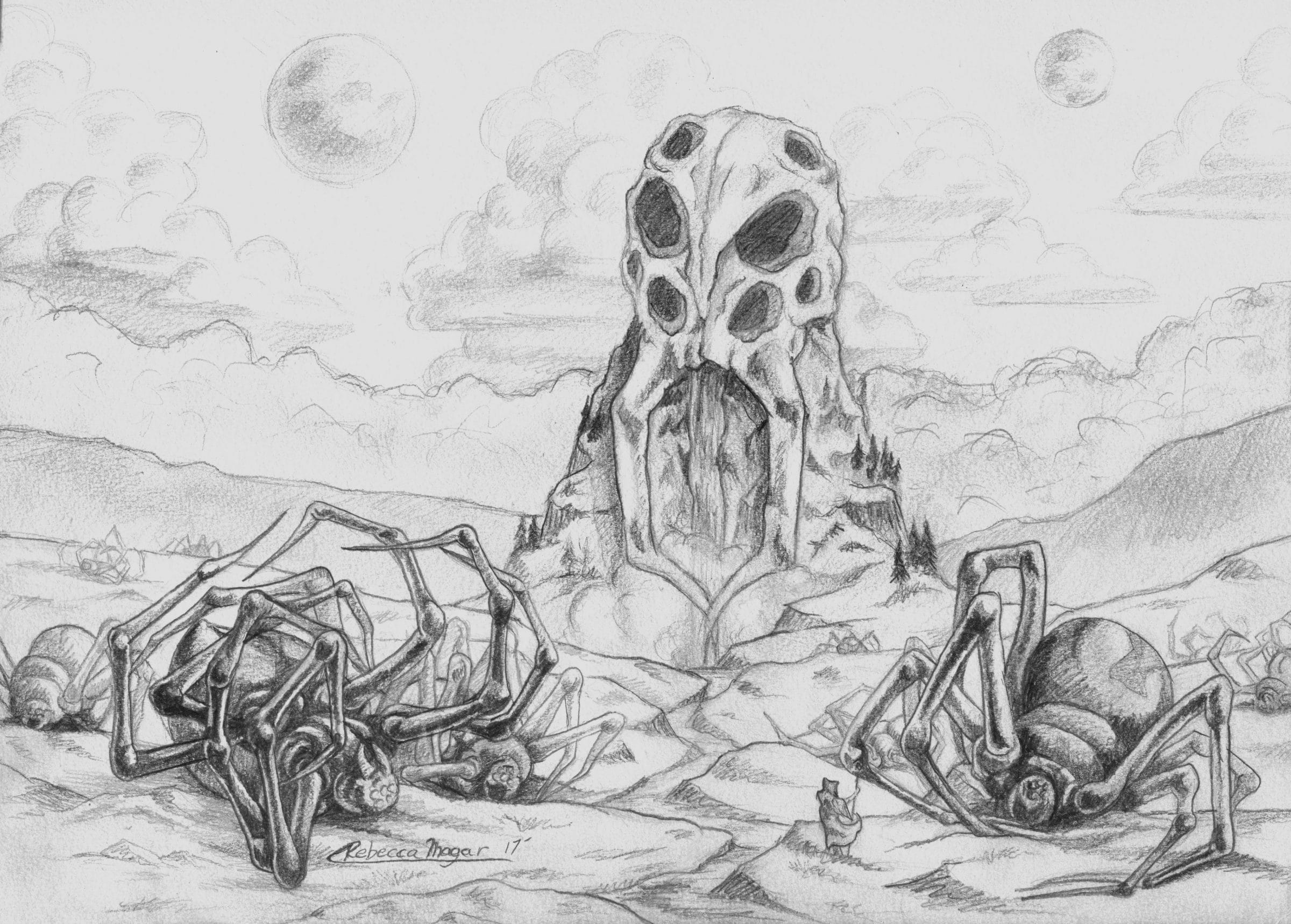 Black Widow Spider Wasteland Sketch by Rebecca Magar