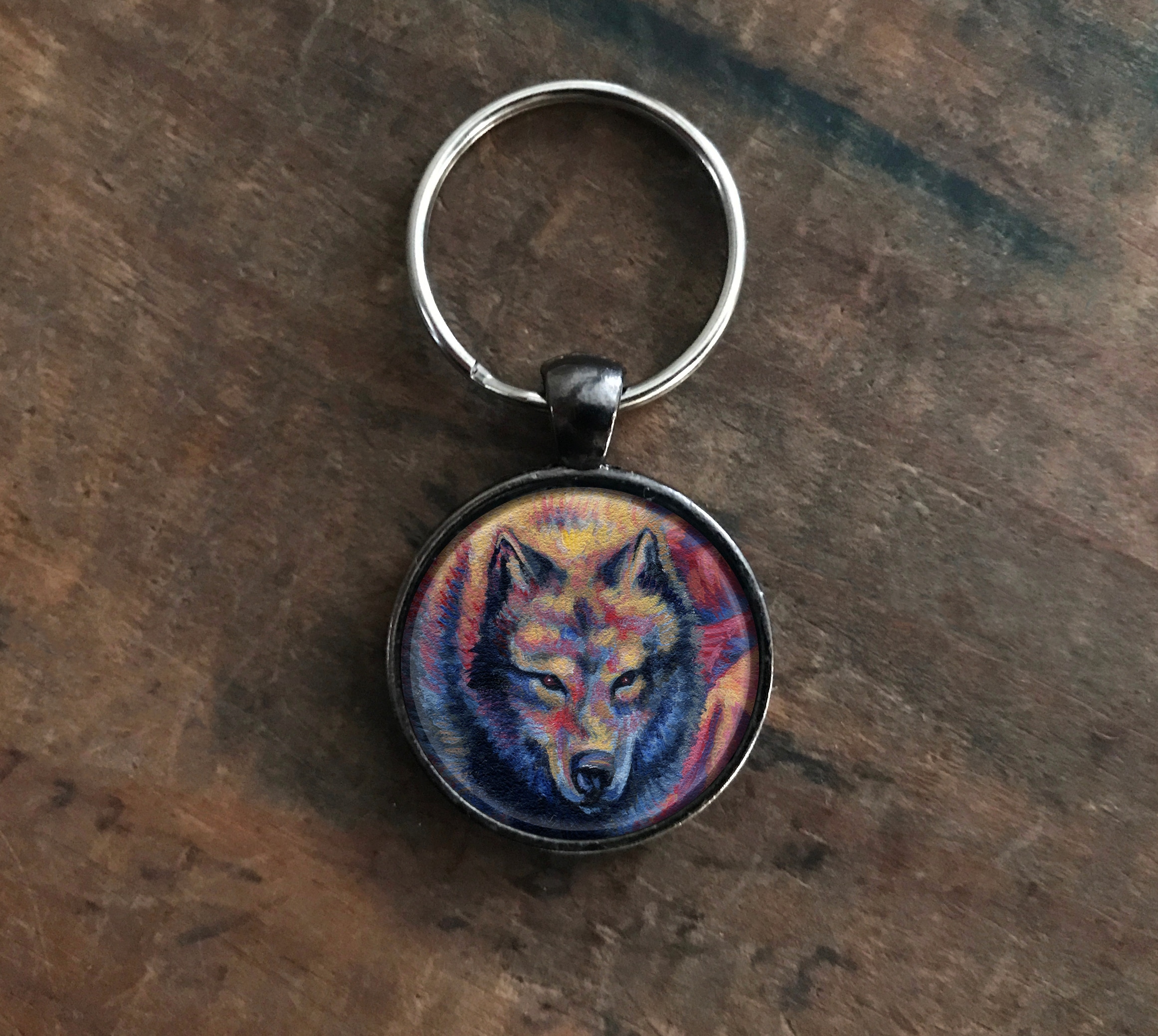Colorful Wolf Keychain