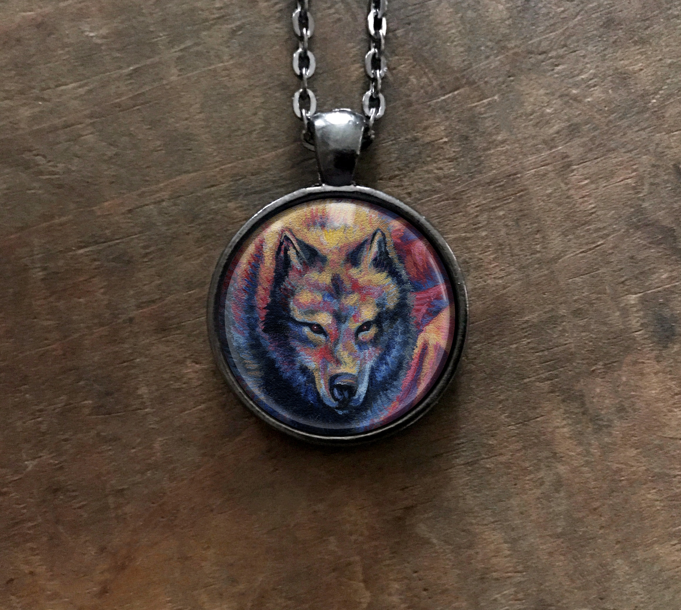 Rainbow Wolf Necklace