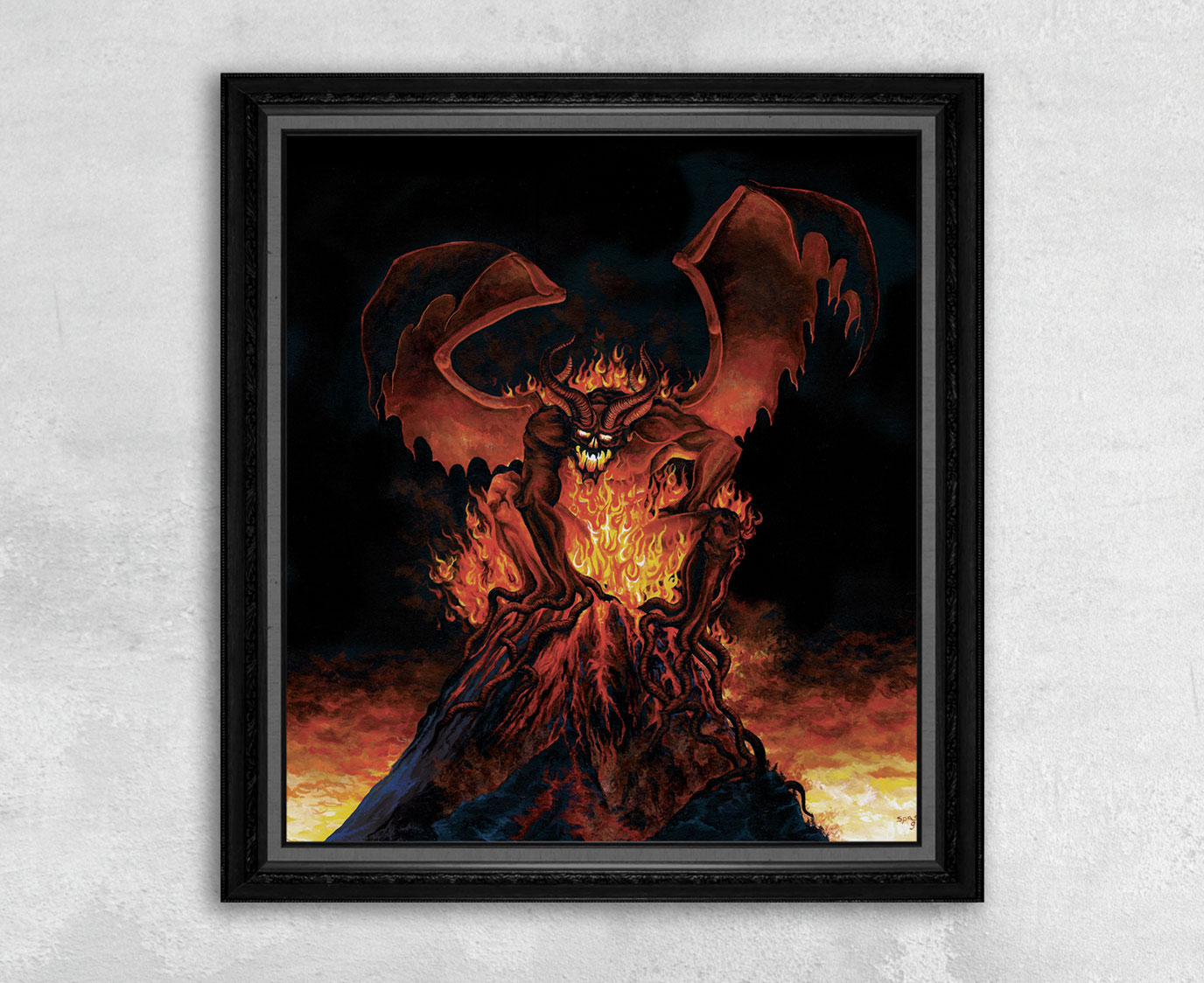 Wrath of Typhon - Print of a Burning Demon on a Volcano