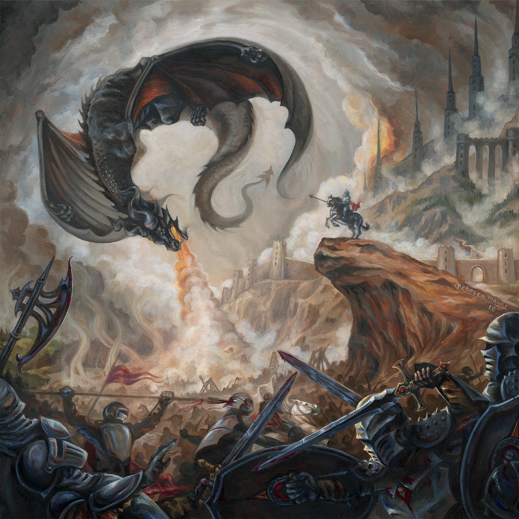 High Command - Black Dragon Painting by Rebecca Magar (Wailing Wizard)