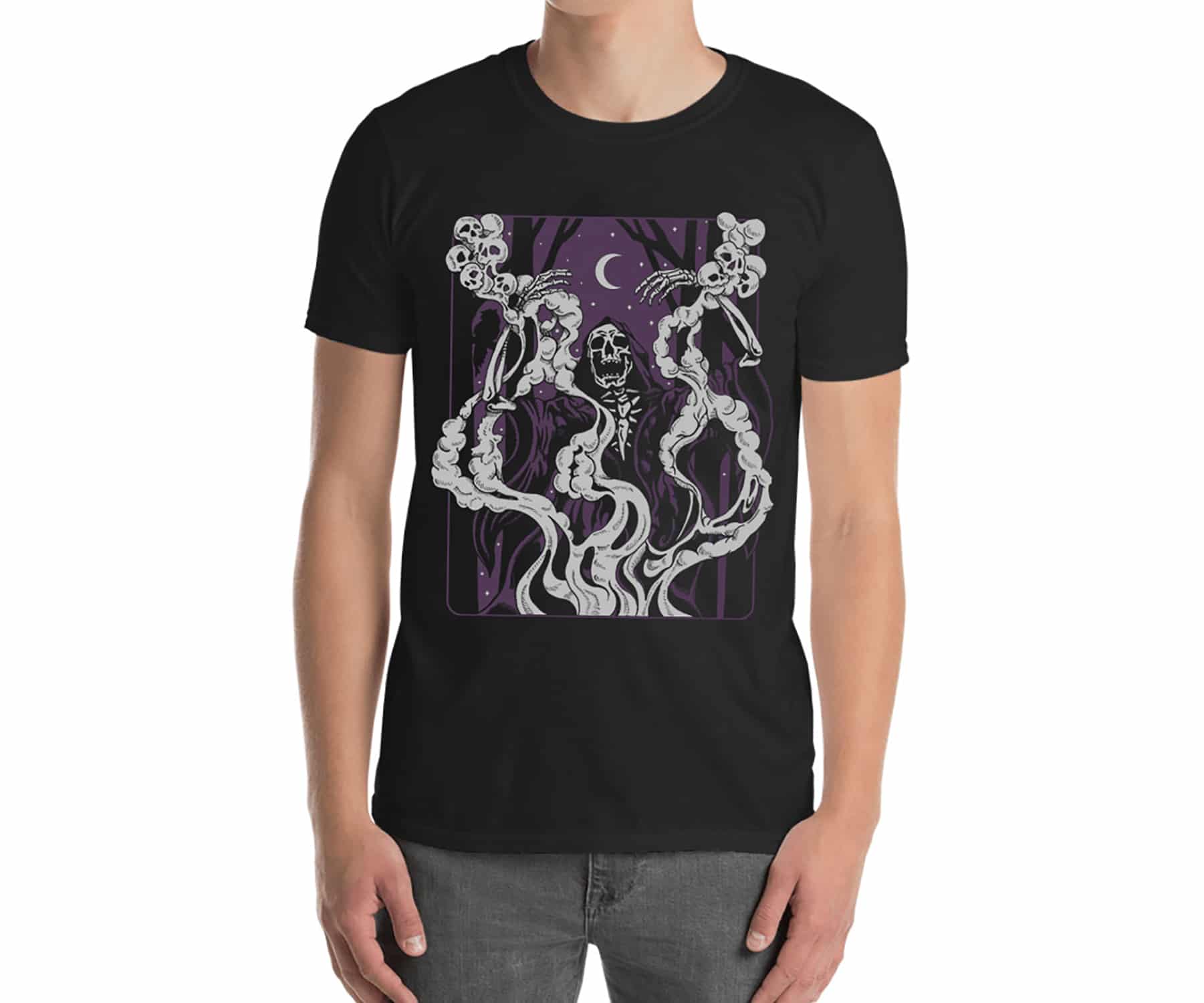 T-Shirt - Skeleton Conjuring Spirits in Smoke